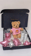 Teddy bear + 2 Red Bulls + light-up mug + balloons