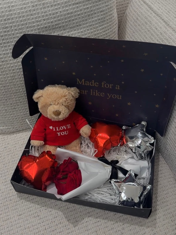 Love Teddy Bear + Roses + Balloons