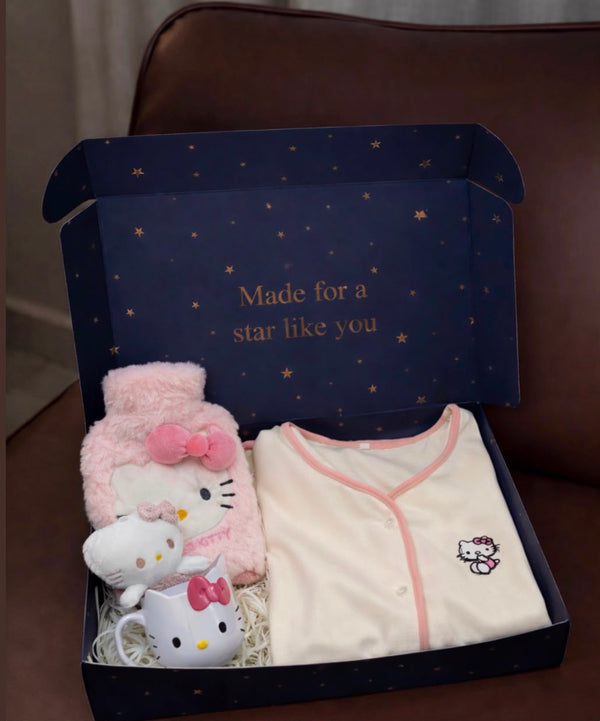 Hello Kitty pajamas + heat pack + mug + doll