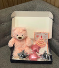 Pink teddy bear + balloons + 3D card