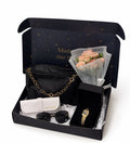 Watch + glasses + bag + flowers